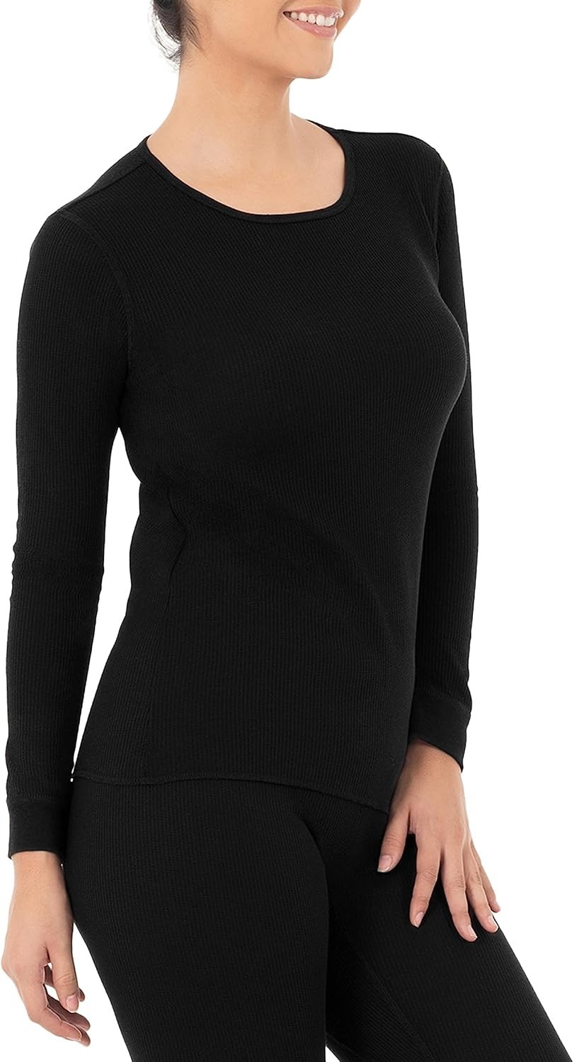 Womens Micro Waffle Thermal Underwear Tee Shirt
