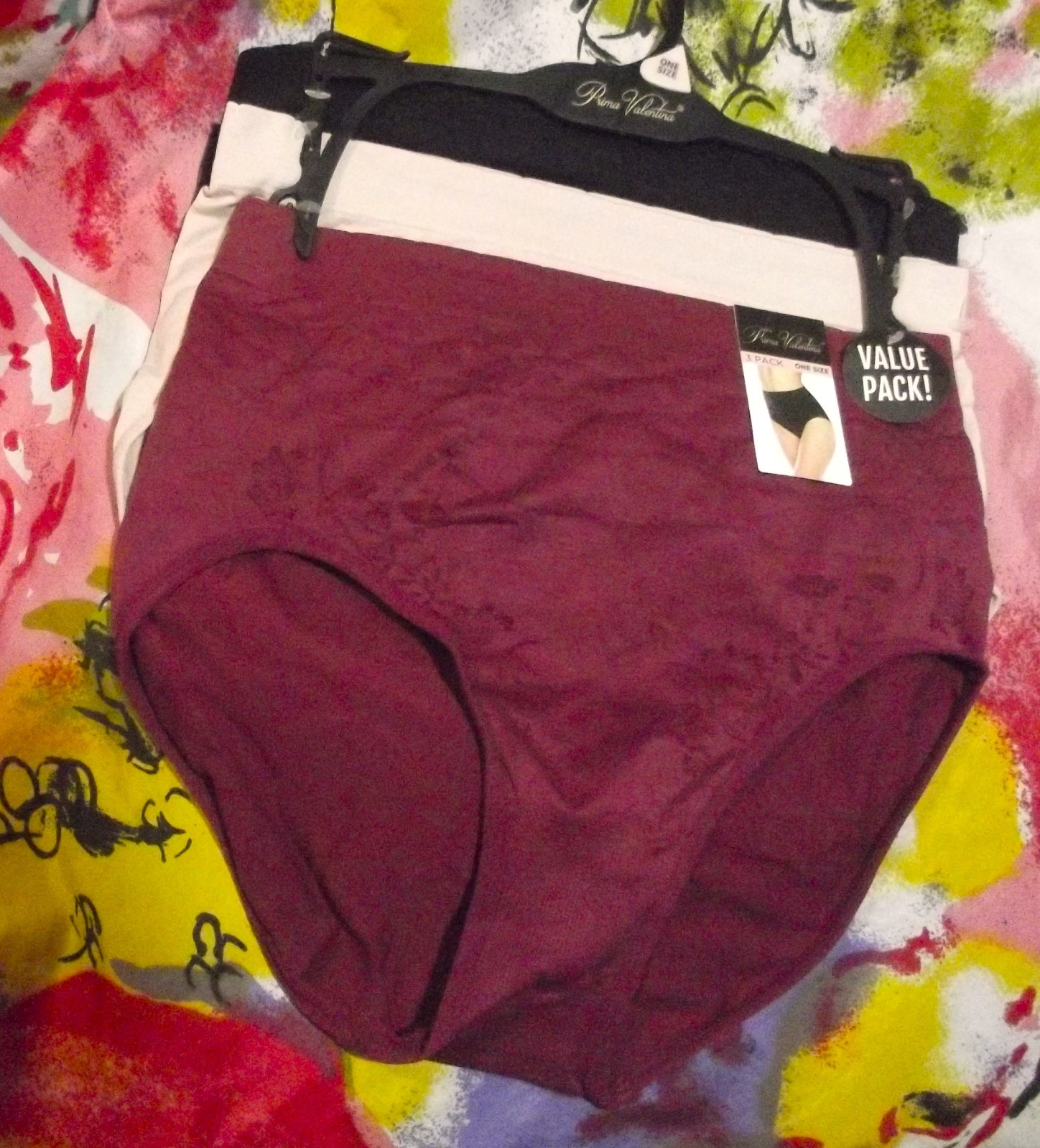 3 NEW PRIMA VALENTINA 16022 BW/BG/BK SEAMLESS TAGFREE MF BRIEF PANTIES ONE SIZE