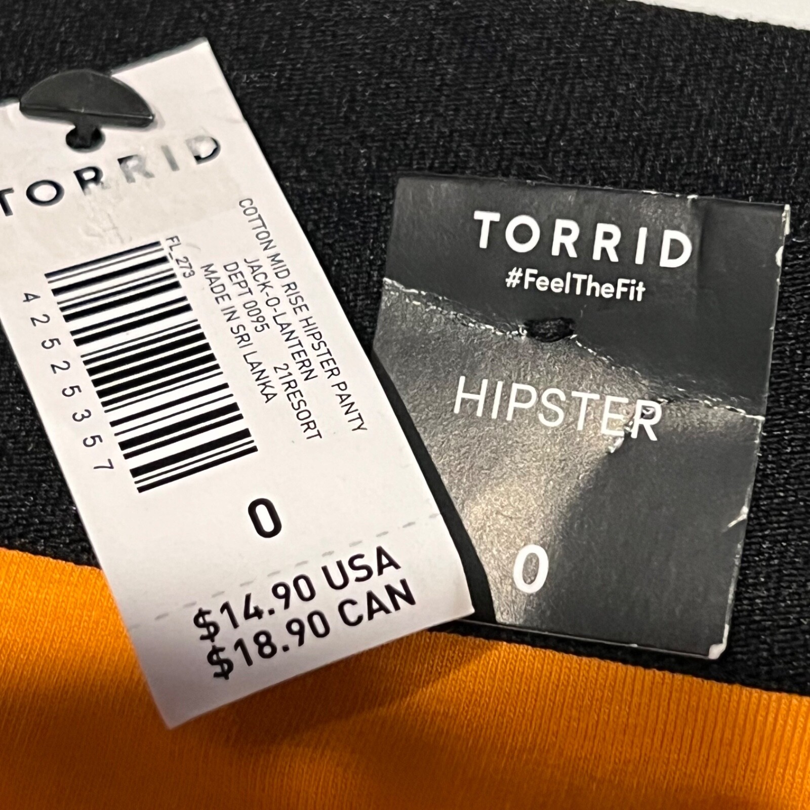 NWT TORRID Hipster Pantie Underwear Sz 0X-3X-4X Black Orange Jersey Halloween