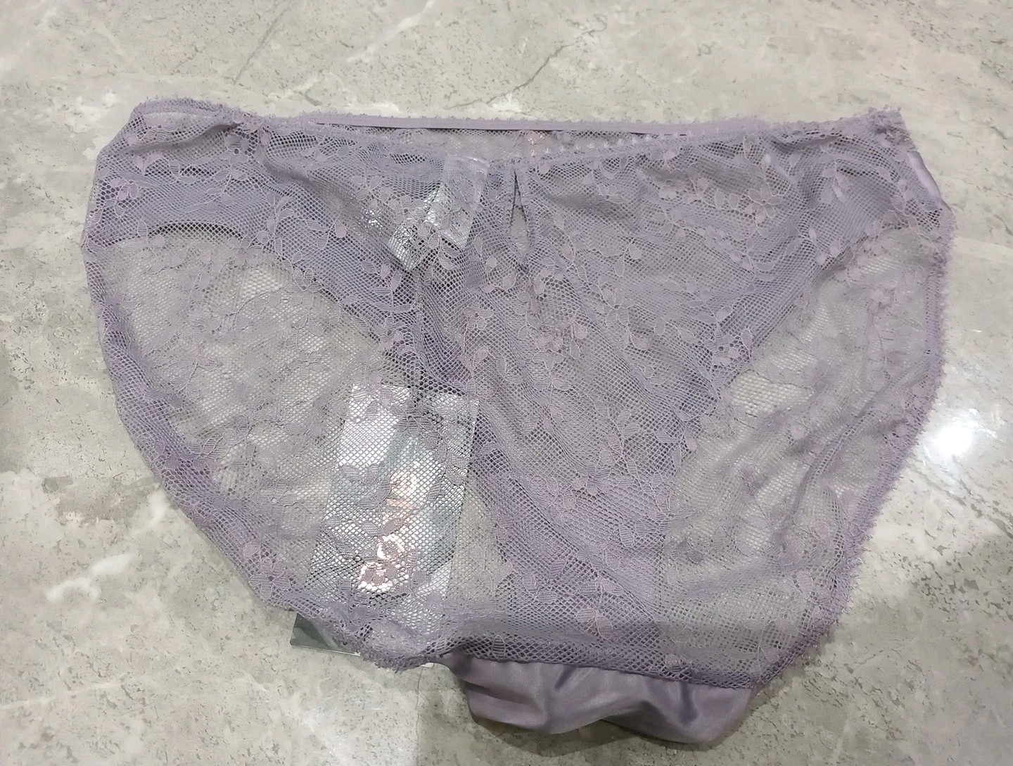 M&S Rosie Rosa French Lace & Satin High Leg Knickers Size 12 VIOLET STORM