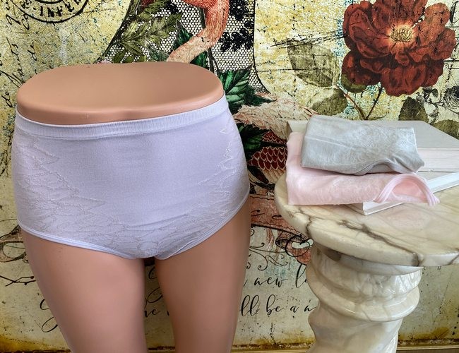 Set/3 Rhonda Shear Womens Jacquard Ahh Brief Pastel Pink Lilac Grey S New