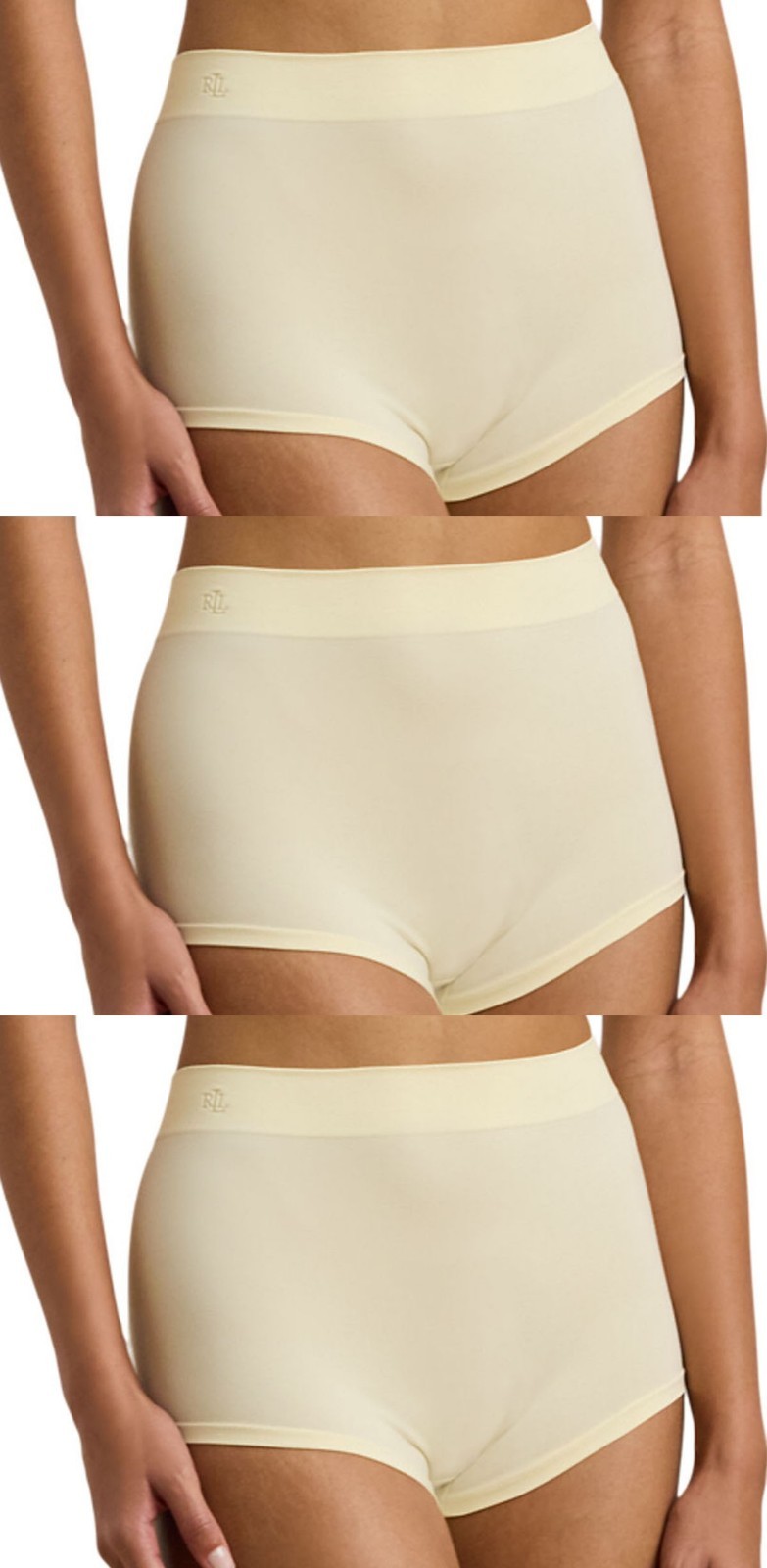 3 Pack NWT RALPH LAUREN Seamless Boyshort Underwear Sz XL Lemon Chiffon