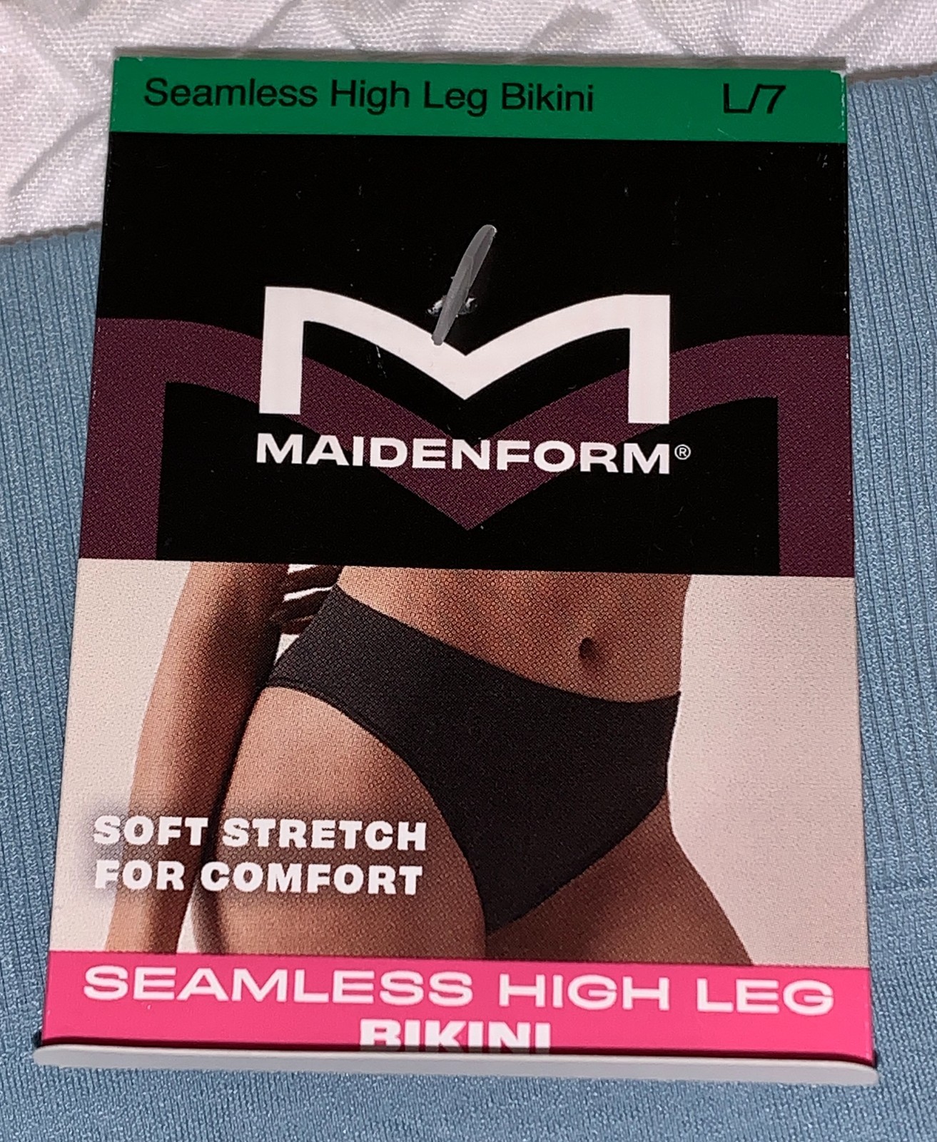 MAIDENFORM M Seamless Sunday Morning Blue High Leg Bikini Panty Womens Sz M L XL