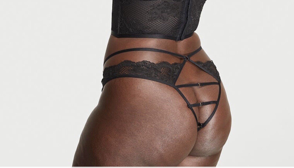 Victoria’s Secret Very Sexy Fishnet Floral Open Back Cage Brazilian Panty NEW-M