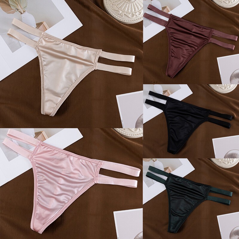 5 Pack Lot Sexy Womens Satin Panties Briefs Thongs Bikinis Underwear Lingeries