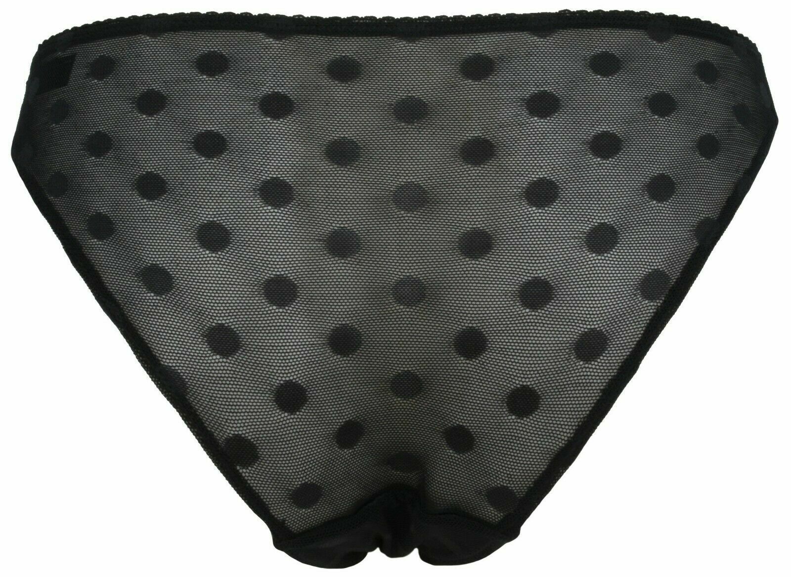 Bikini Brief Knicker Cerise Pink Black Spots Mesh By Fairy Wings UK 8 10 12 K7