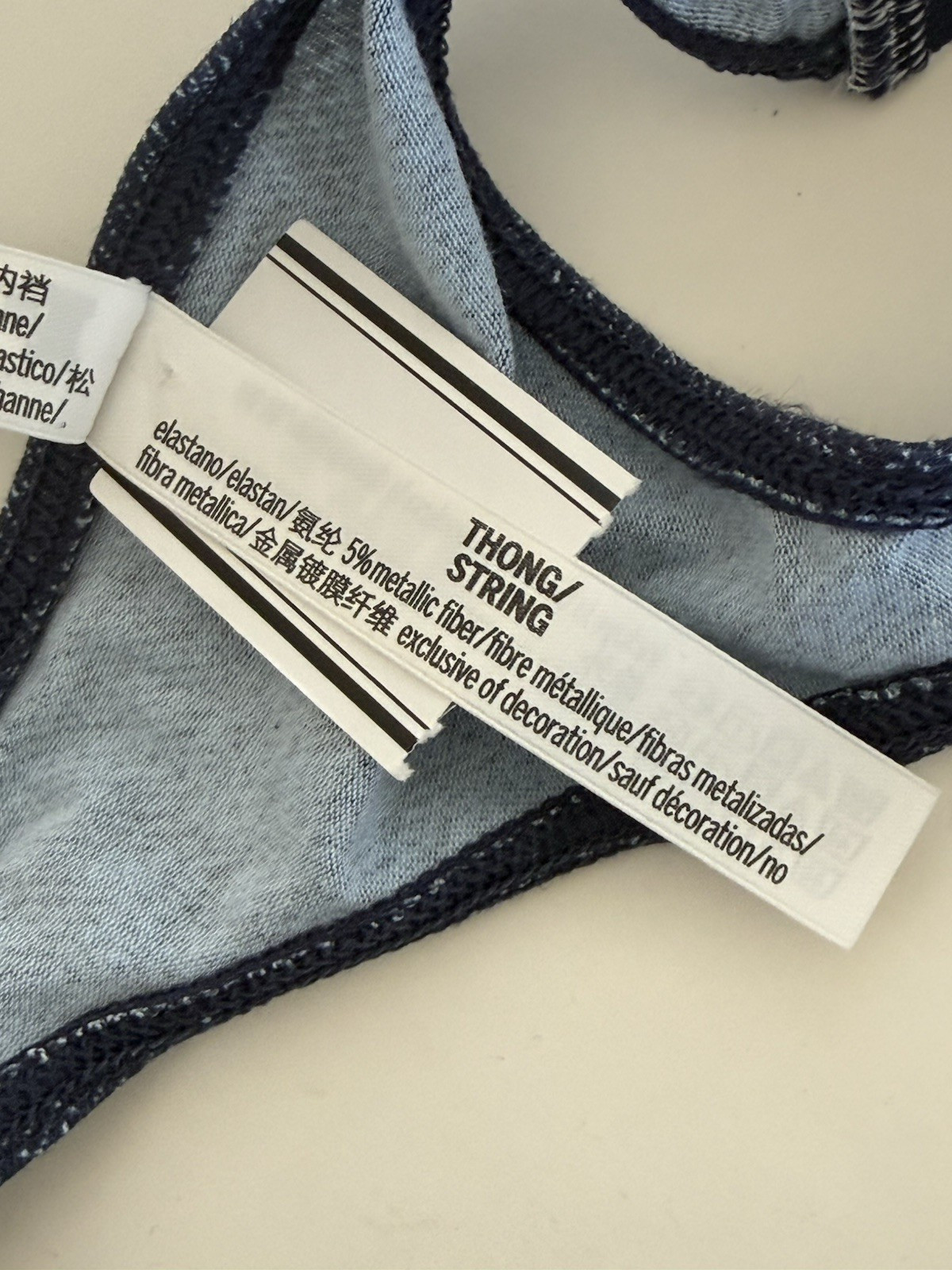 Victoria’s Secret Dark Blue Denim Cotton Thong High Leg Panty Size Medium NWT