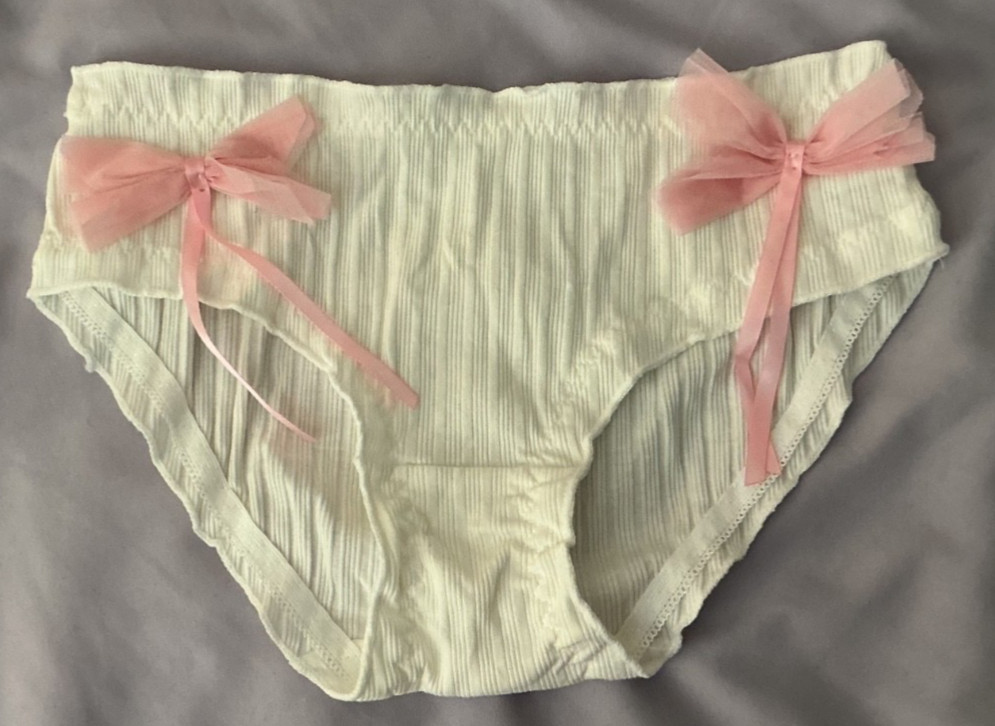 Women’s Lolita Japanese Style Brief Panty White with Pink Bows XL 3 pack