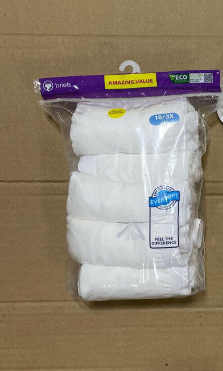 10 pack Fruit of the Loom Cotton BRIEF Underwear White size 5-6 – 7- 8 – 9 -10