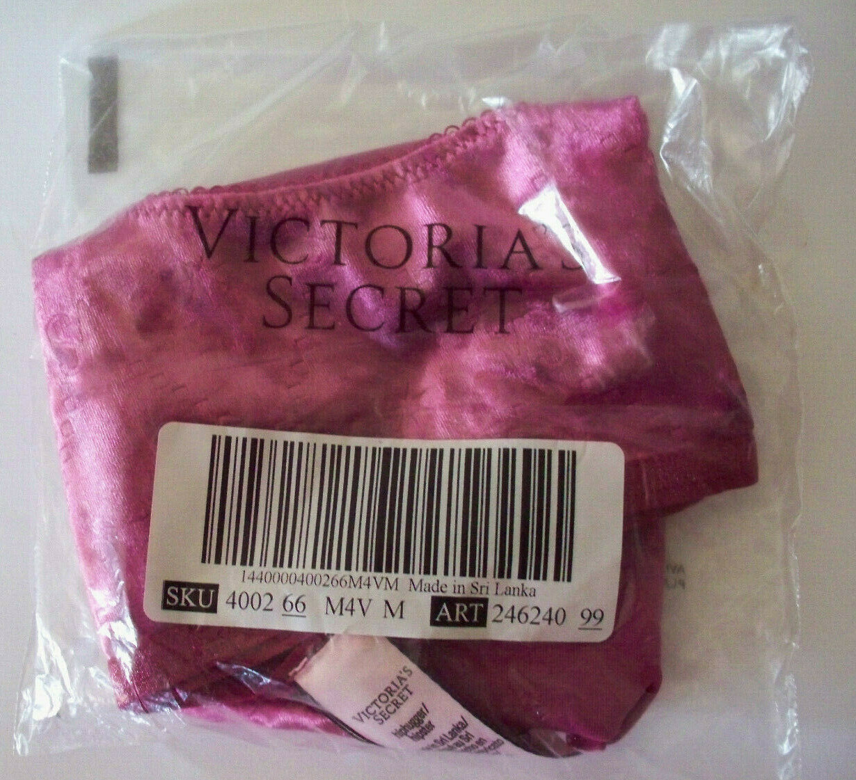M Raspberry Pink FULL VELVET RARE Victorias Secret LOGO VS STAR Hiphugger Panty