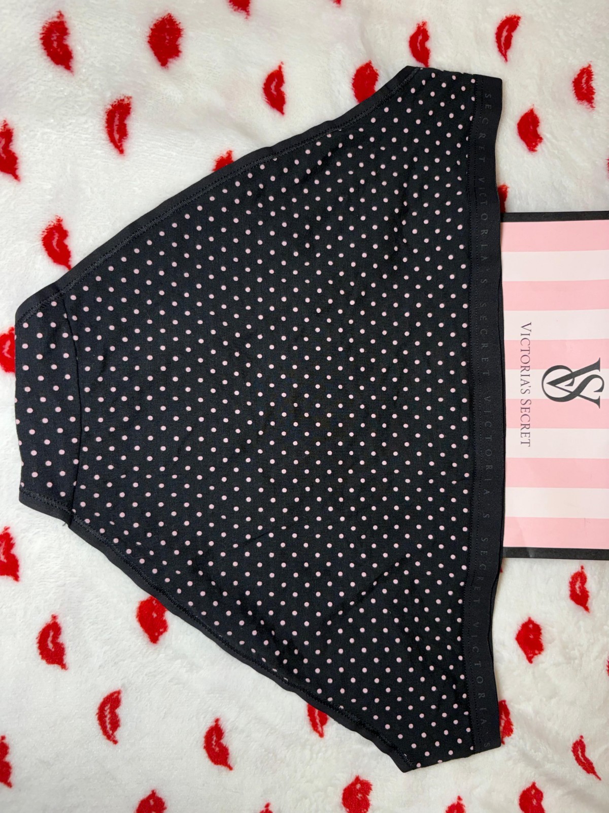 Victoria’s Secret Sexy Bikini Black Polka Dot with VS Logos XL NWT