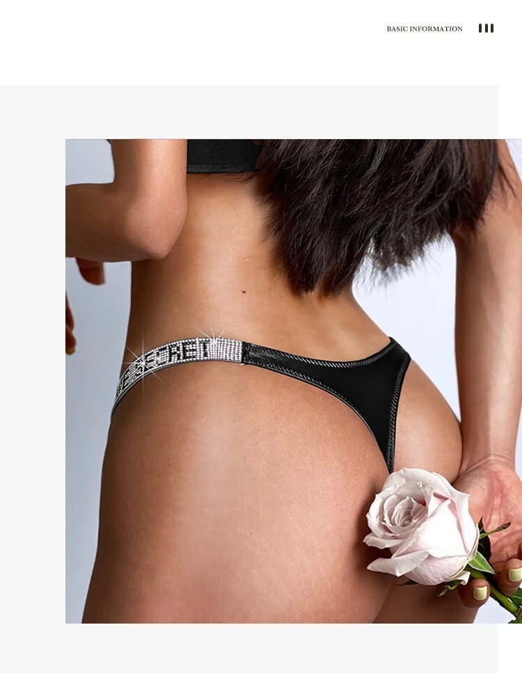 Tanga Sexy Para Mujer Ropa Interior Bragas Con Diamantes De Imitación Costuras