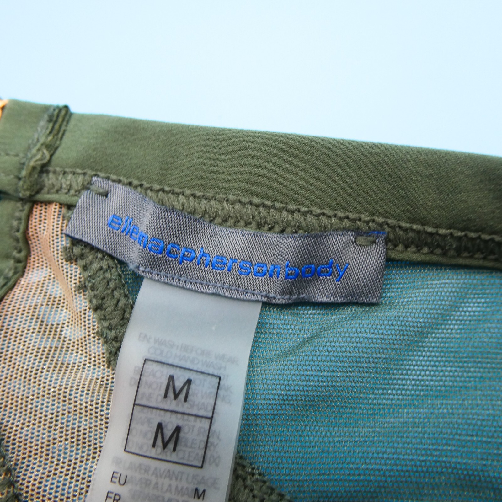 Elle MacPherson Body Medium Green Mesh Brazilian Brief Panties Lingerie New