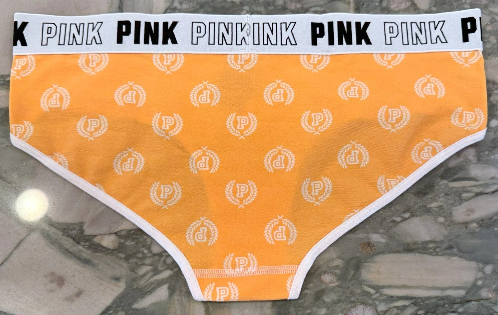 NEW Victoria Secret PINK Cotton BLOCK Logo Hipster Panty – Orange Seal Logo XXL