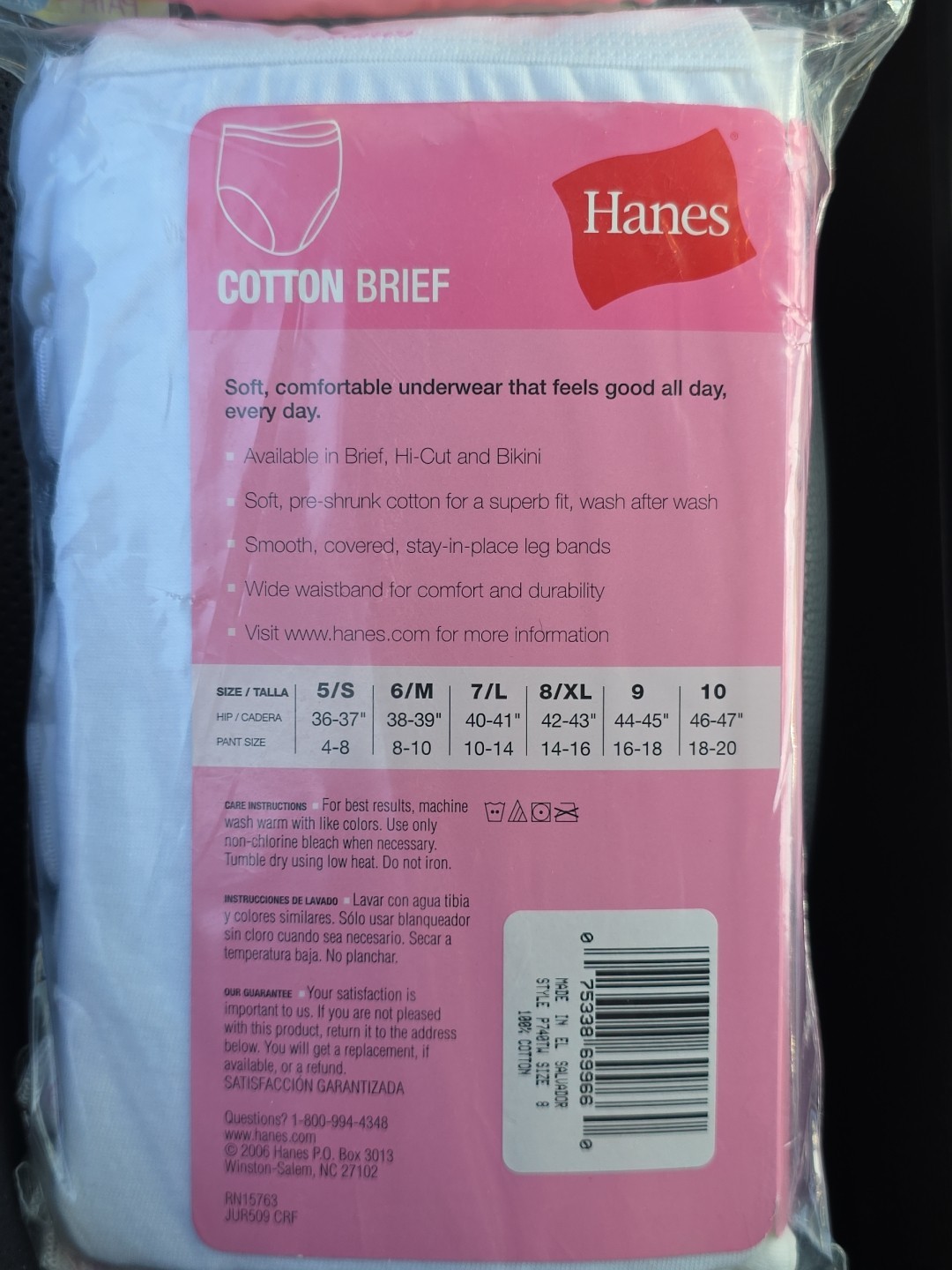 Vintage 2006 Hanes Cotton Brief Women’s Size 9 White Pack Of 7 Comfort NOS