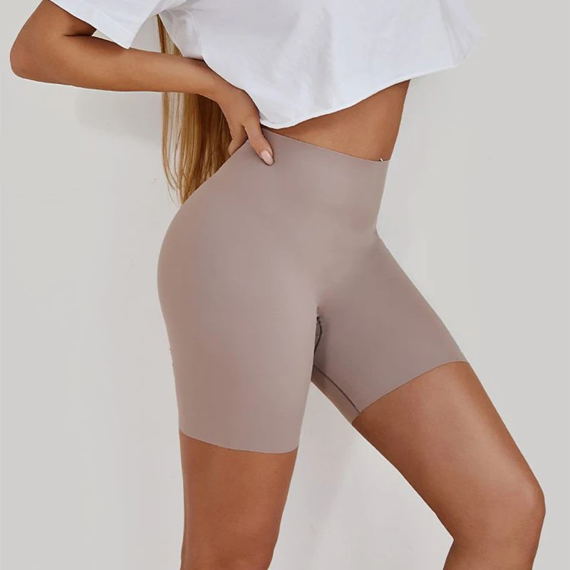 Women Seamless Sports Shorts Ice Silk High Waist Safety Pants Shaping Underwear
