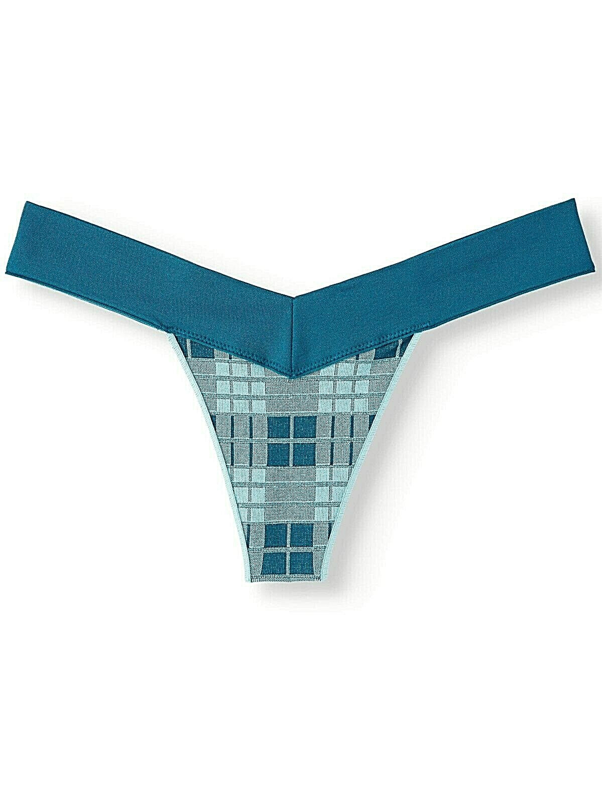 No Boundaries Women’s Seamless V-Thong Panties Size X-LARGE (8) Blue Plaid NEW