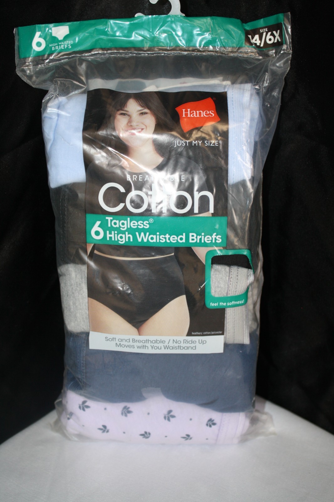 Hanes Just My Size High Waisted Briefs 6 Pack Womens 14/6X White Cotton NEW