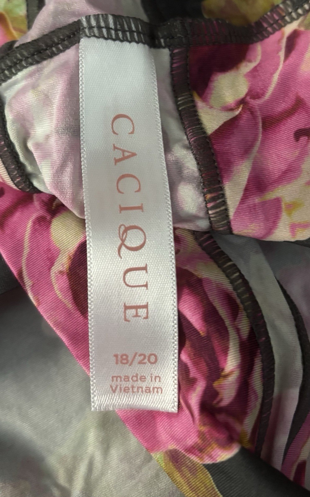 Plus Size 18/20 Lane Bryant Cacique Comfort Bliss Thong Nylon Gray Pink Flower