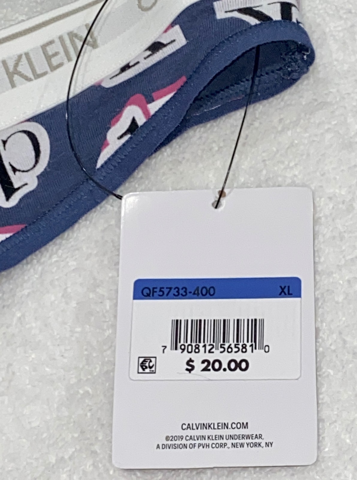 CALVIN KLEIN CK One Cotton Logo Step Print Blue White Thong Panty Women X M L XL
