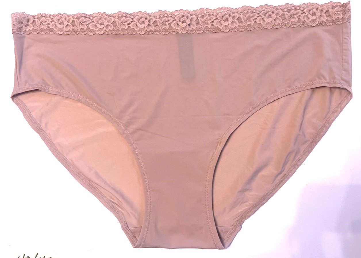 Natori XL Finishing Touch Lace Trim Brief Panty NWOT 7743365 Rose Beige