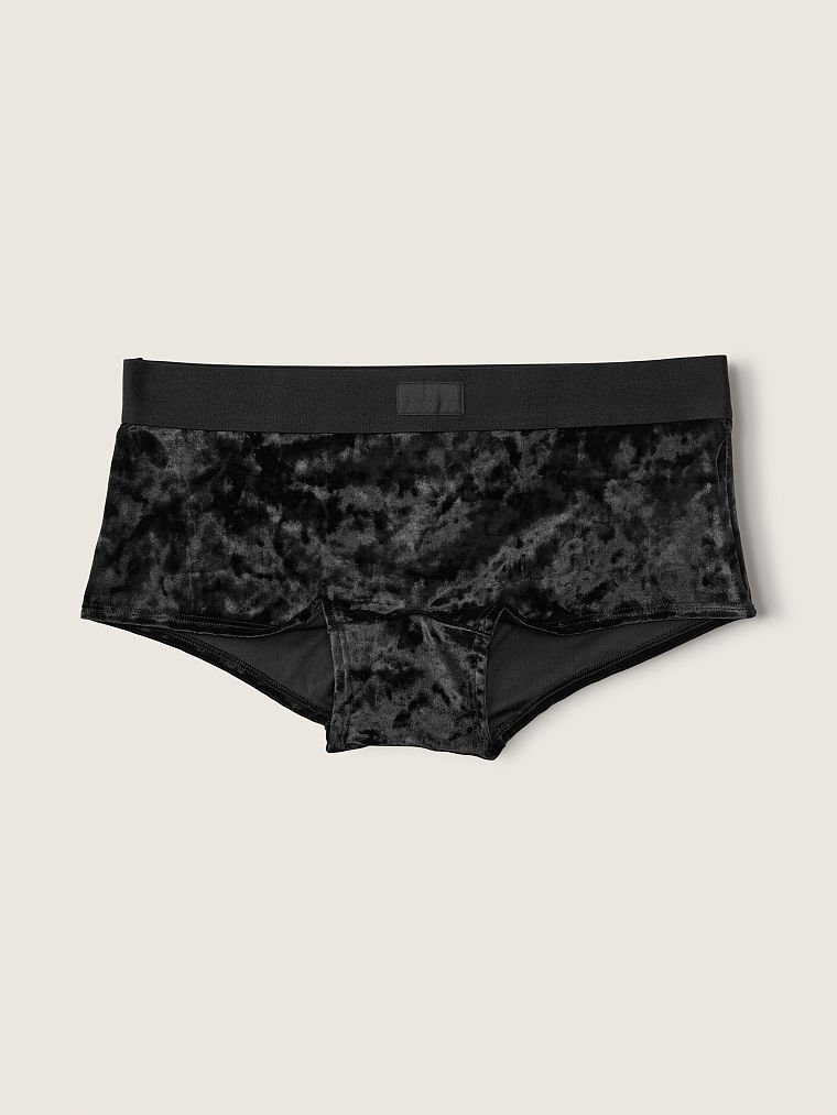 Victoria’s Secret PINK VELVET BOYSHORT THONG,SHORTIE PANTY Black VELOUR 2XL,XL,M