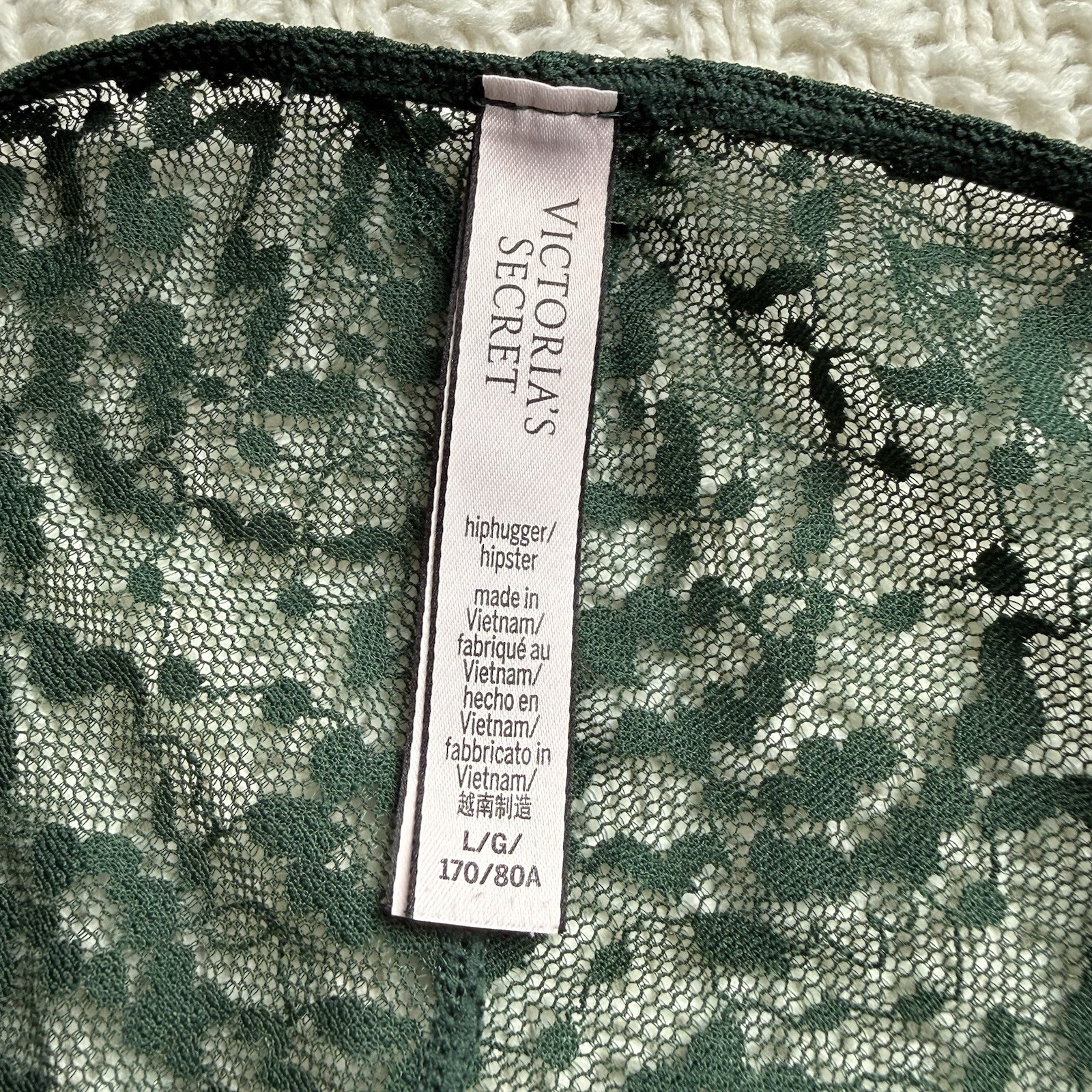 Victoria’s Secret Lace Hiphugger / Hipster Panty Size L Deep Green