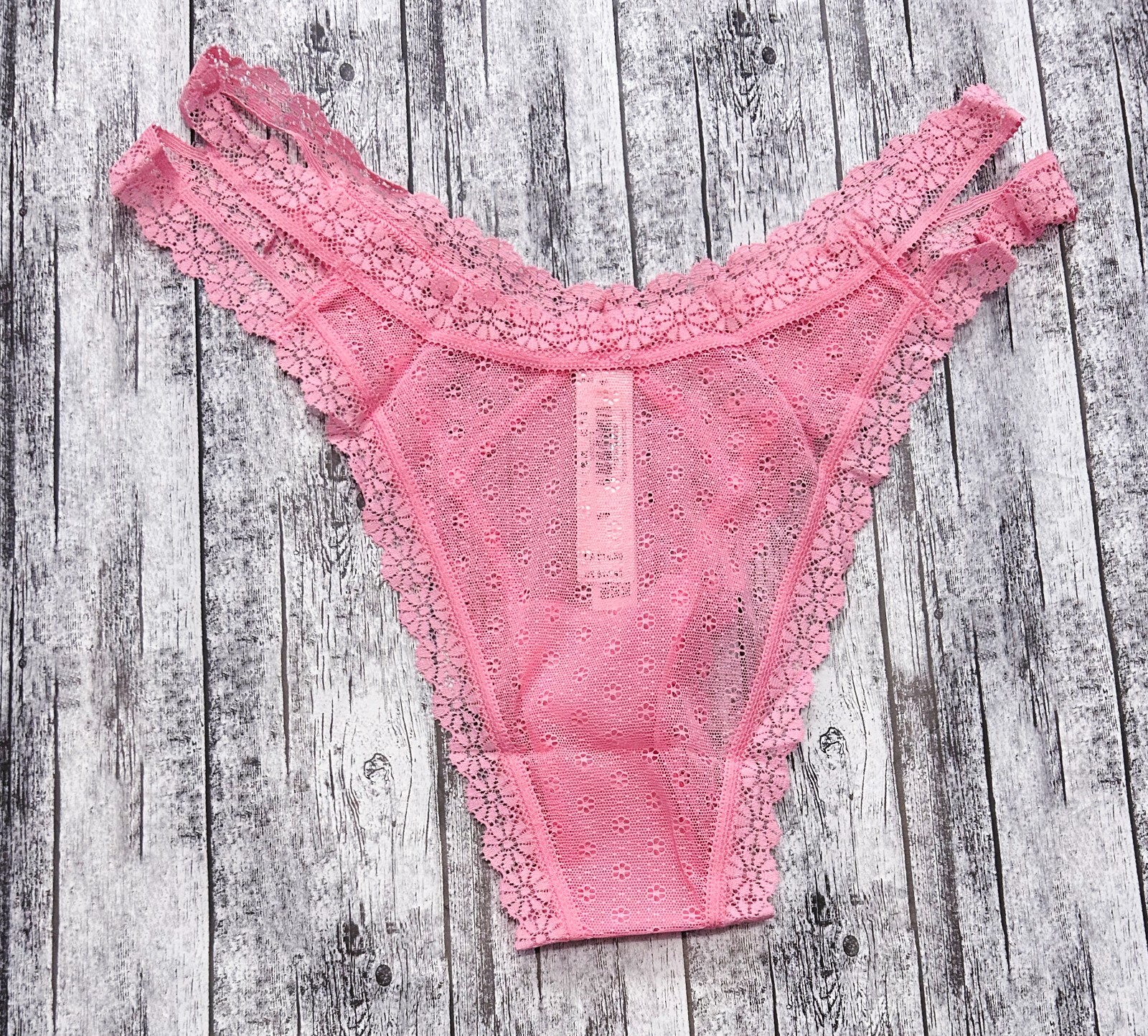 Nwt Victorias Secret The Lacie Daisy Lace Brazilian Strappy Panty Pink Hope S