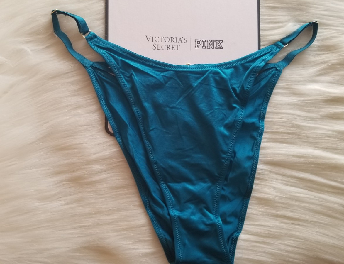 VICTORIA’S SECRET SMOOTH STRAPPY BACK ADJUSTABLE BRAZILIAN PANTY LARGE JADE NWT