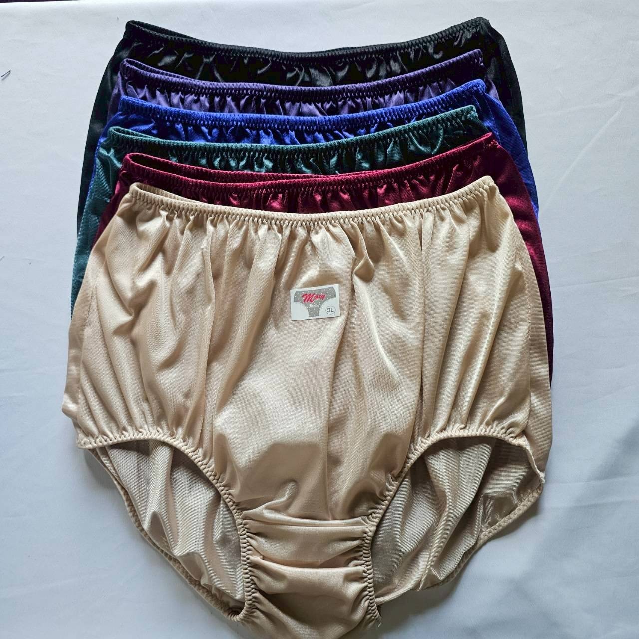 12 Plus Underwear Granny panties Nylon Woman Man Briefs Soft Silky Waist 44″-48″