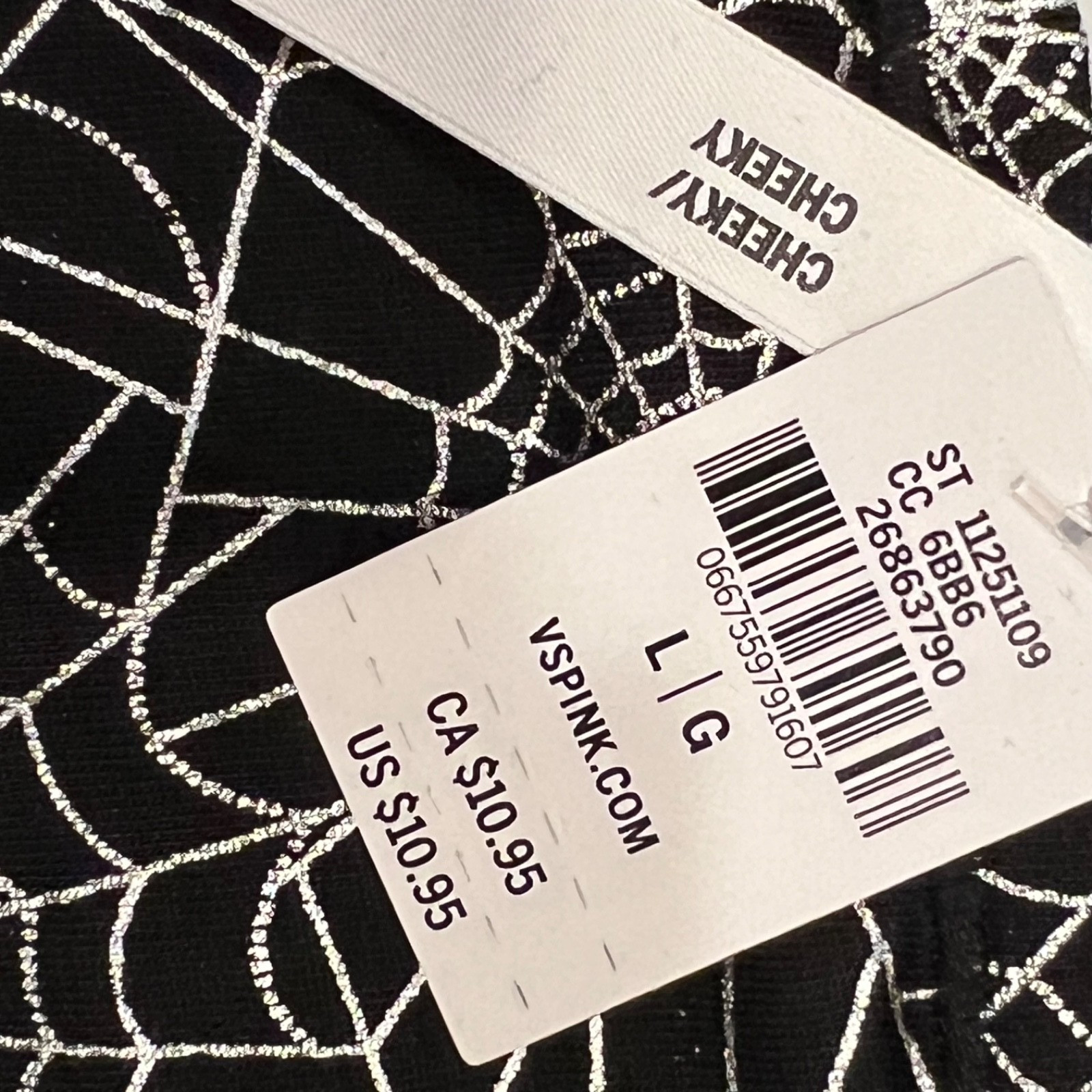 NWT VICTORIA’S SECRET PINK Cheeky Pantie Sz XS-S-M-L-XL-XXL Black Silver Webs