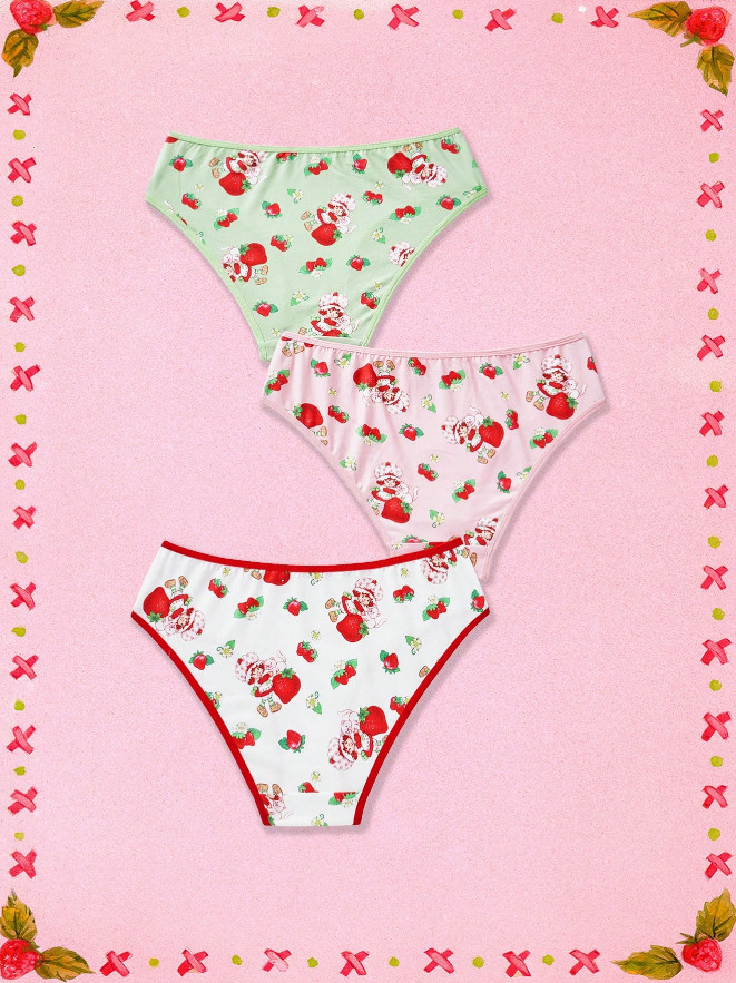 Strawberry Shortcake Kawaii DDLG Cute Cartoon Bikini Panties – Pack of 3