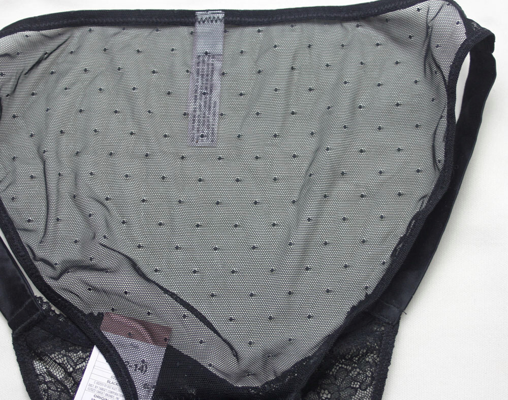 Black Sheer Mesh and Lace with Satin Panties by Auden – Size Large