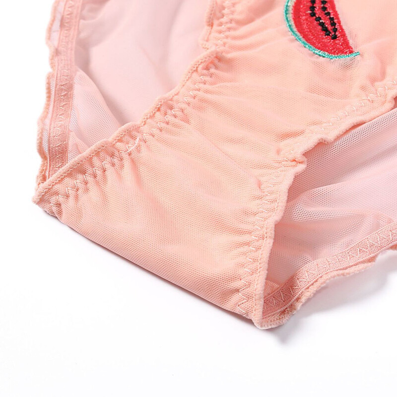 Cute Mesh Underwear Women Sexy Lace Low-waist Pantie Perspective Triangle Pants.
