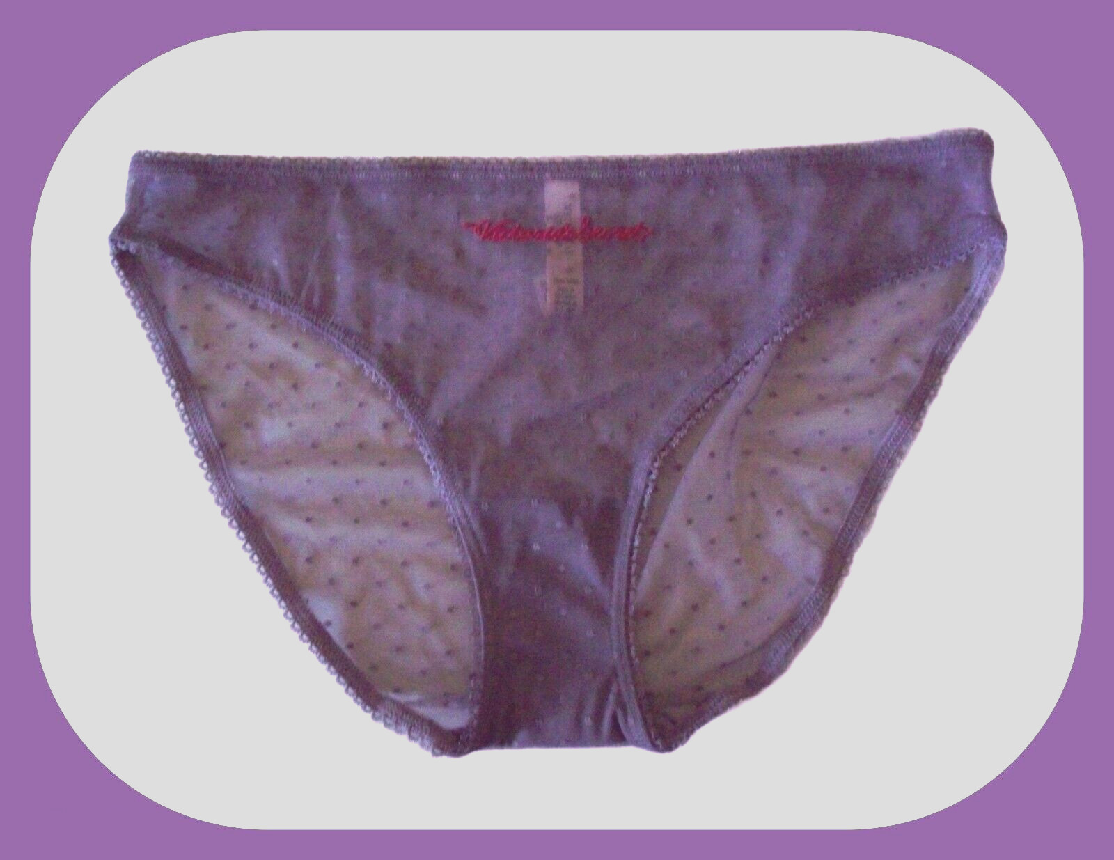 M Lilac Purple Polka Dot Mesh LOGO Stretch Victoria’s Secret BIKINI Panty