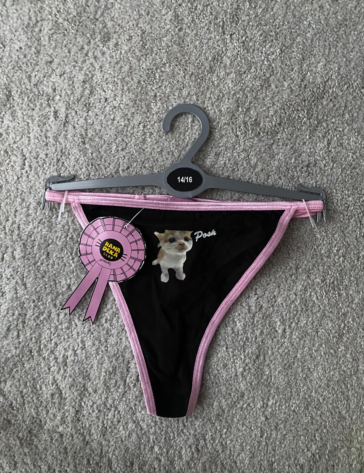Black Hana Deka Club Ladies Thong Under Wear brand new Size 14/16 With Tags