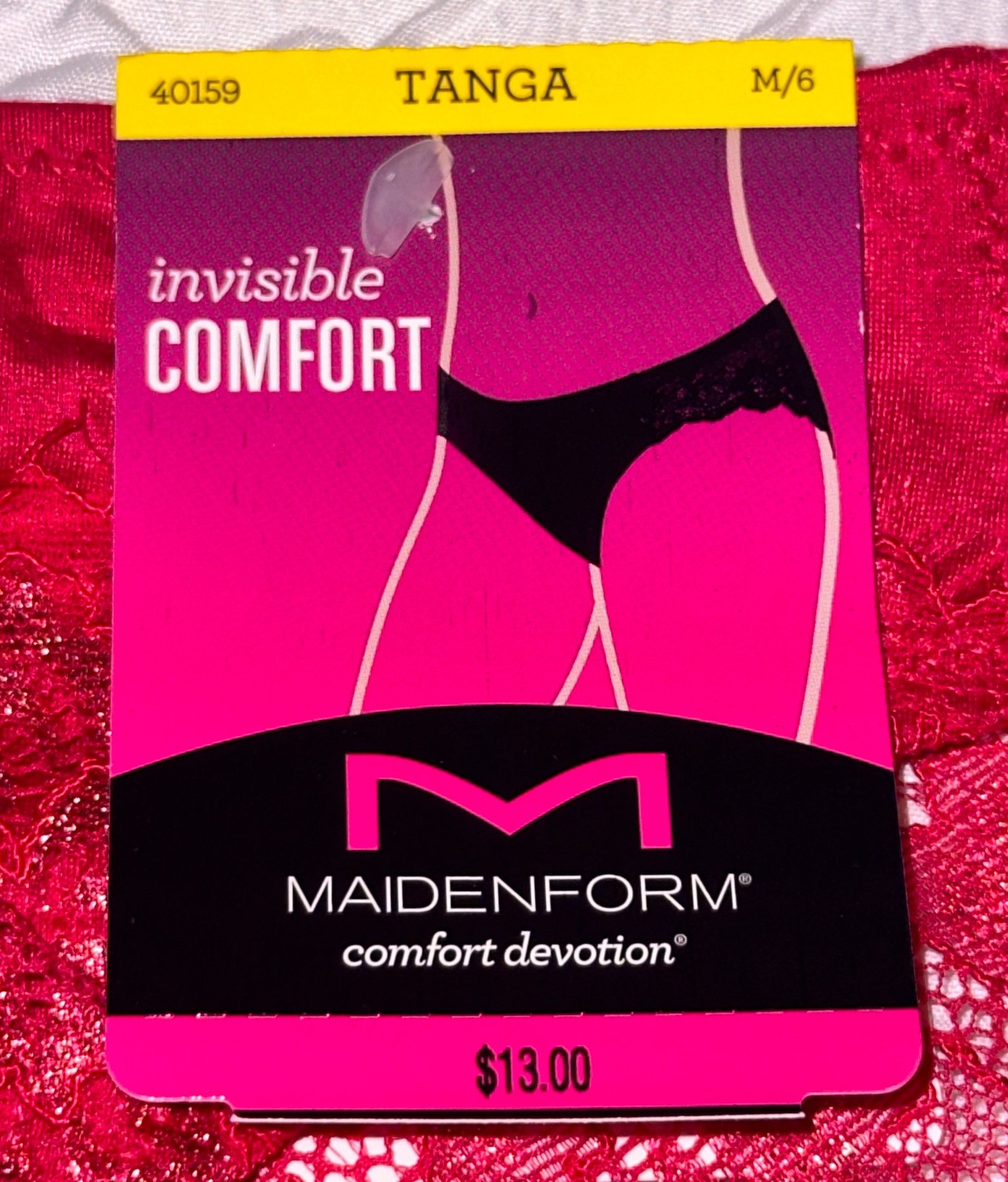 MAIDENFORM Comfort Devotion Crimson Red Gold Lace Back Tanga Panty Womens Sz M 6