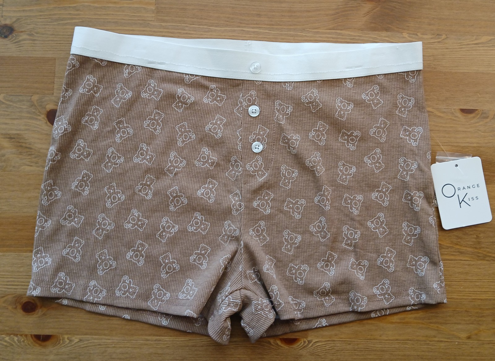 Orange Kiss Boy Short Brief Large Brown White Underwear Teddy Bear Cute Sissy