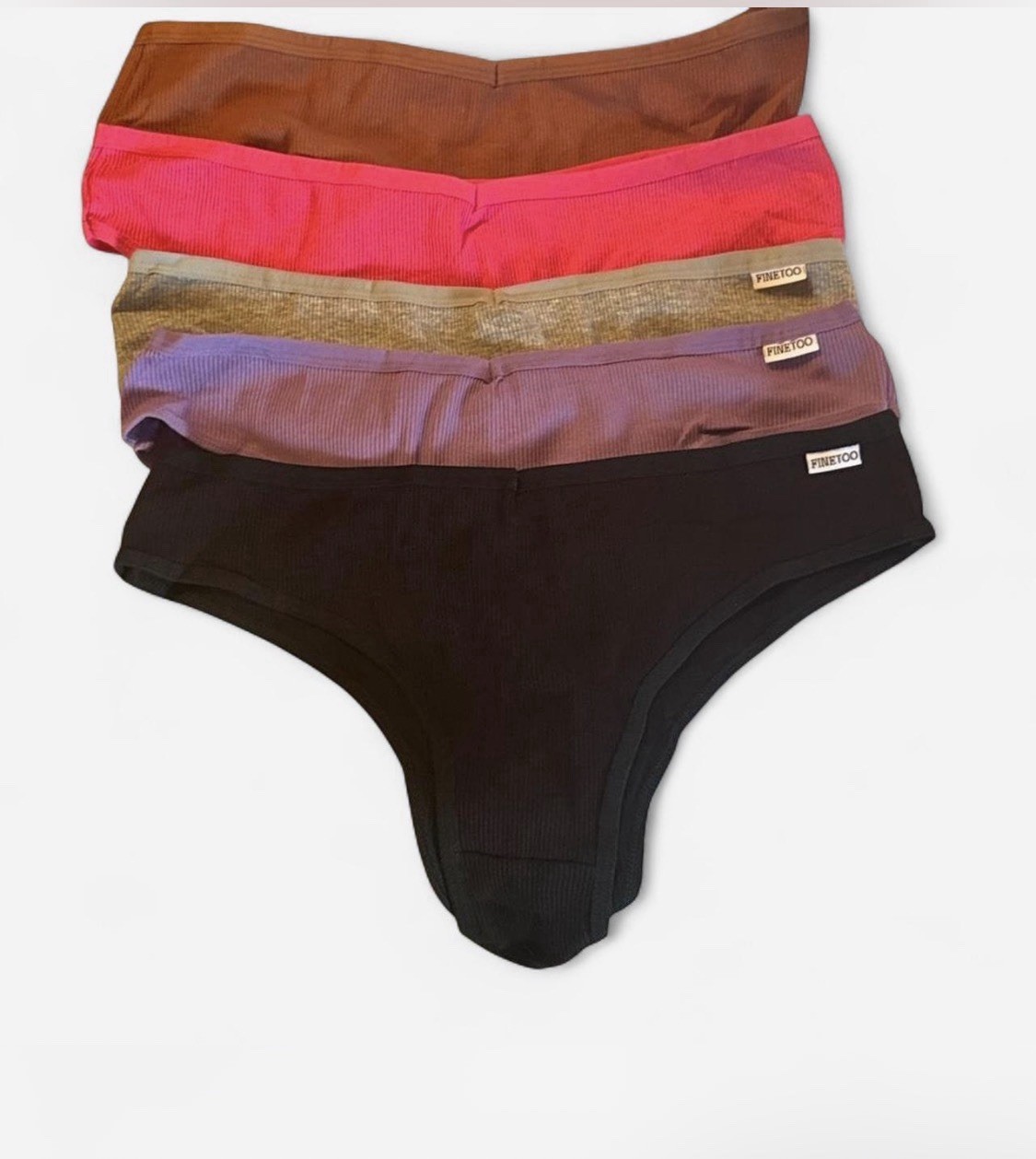 FINETOO Women’s Bikini Panties 5-Pack Size L Multicolor Cotton/Elastane