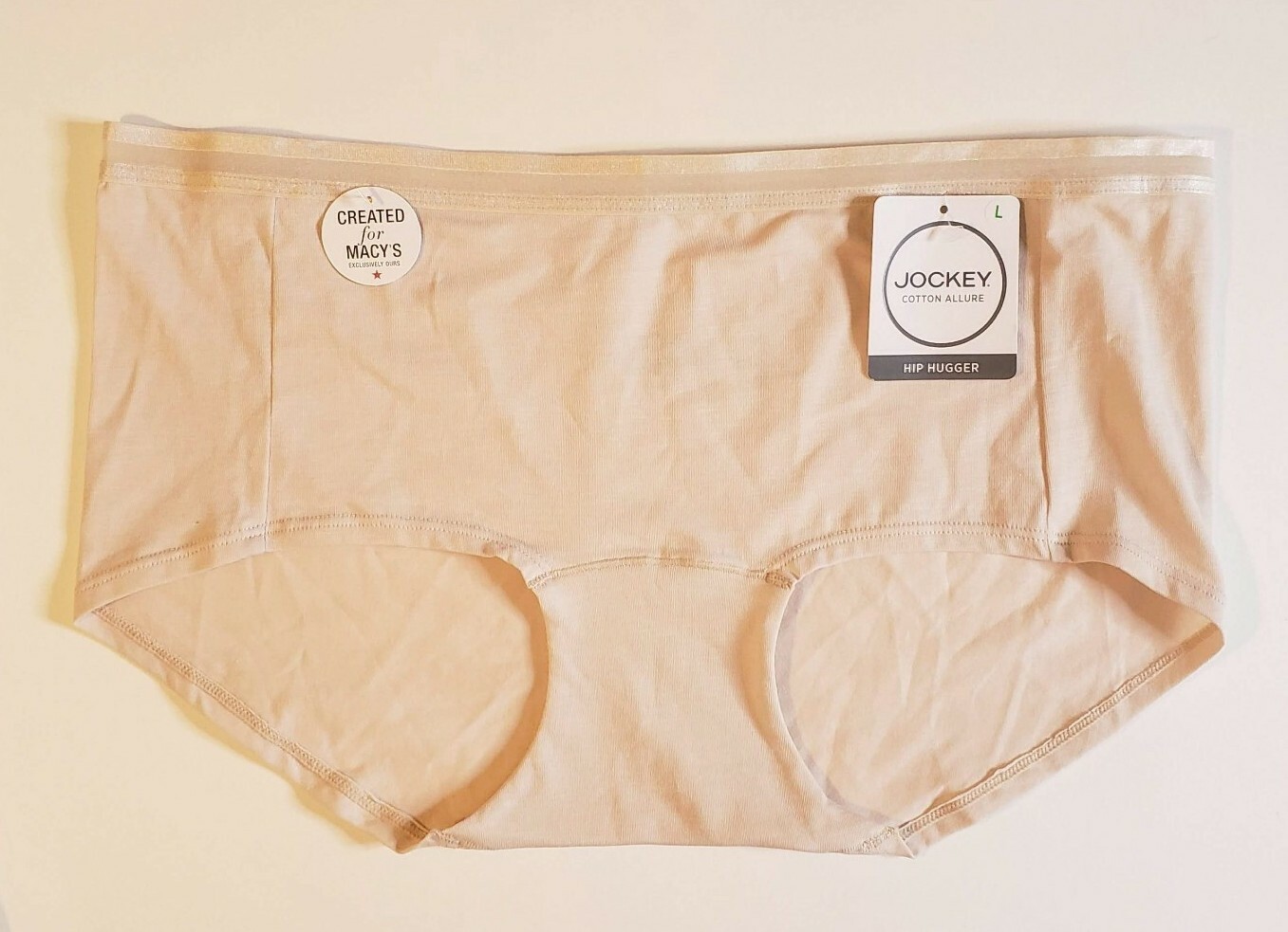 Jockey Cotton Allure Hip Hugger Size L Cotton Blend Beige New with Tags