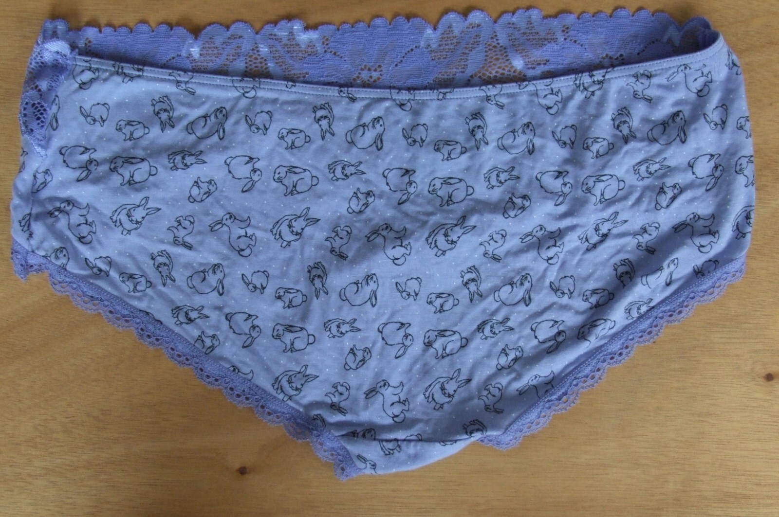 EX Chainstore size 12 lacy knickers panties briefs stretchy rabbit print Blue