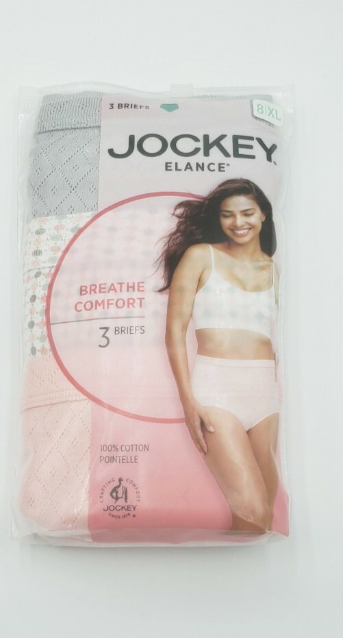 Jockey 3-Pack Breathe Comfort Brief Panty 8/XL Underwear 100% Cotton New