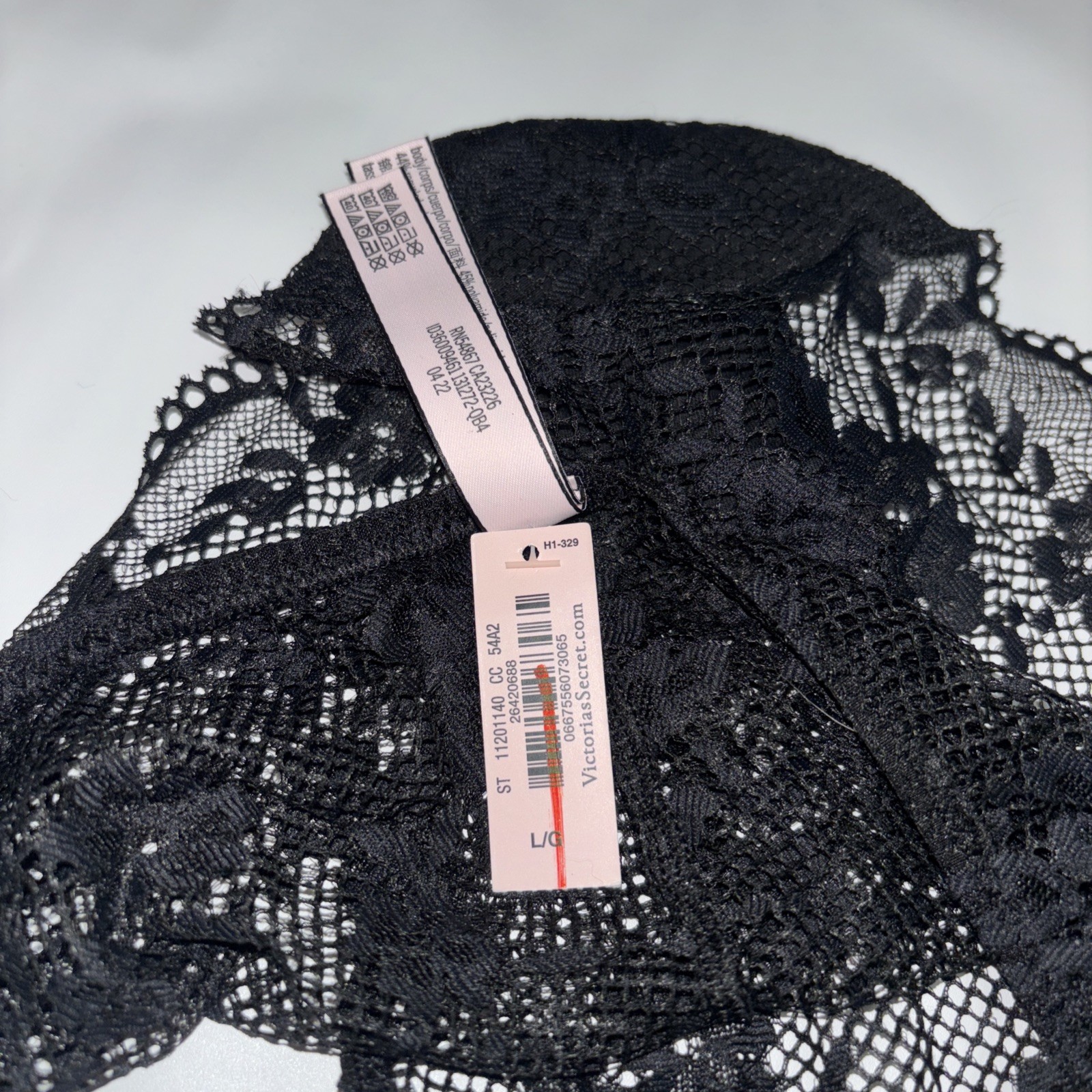 VICTORIA’S SECRET Adjustable Waist String Bikini Panty VS Black Fishnet Lace L