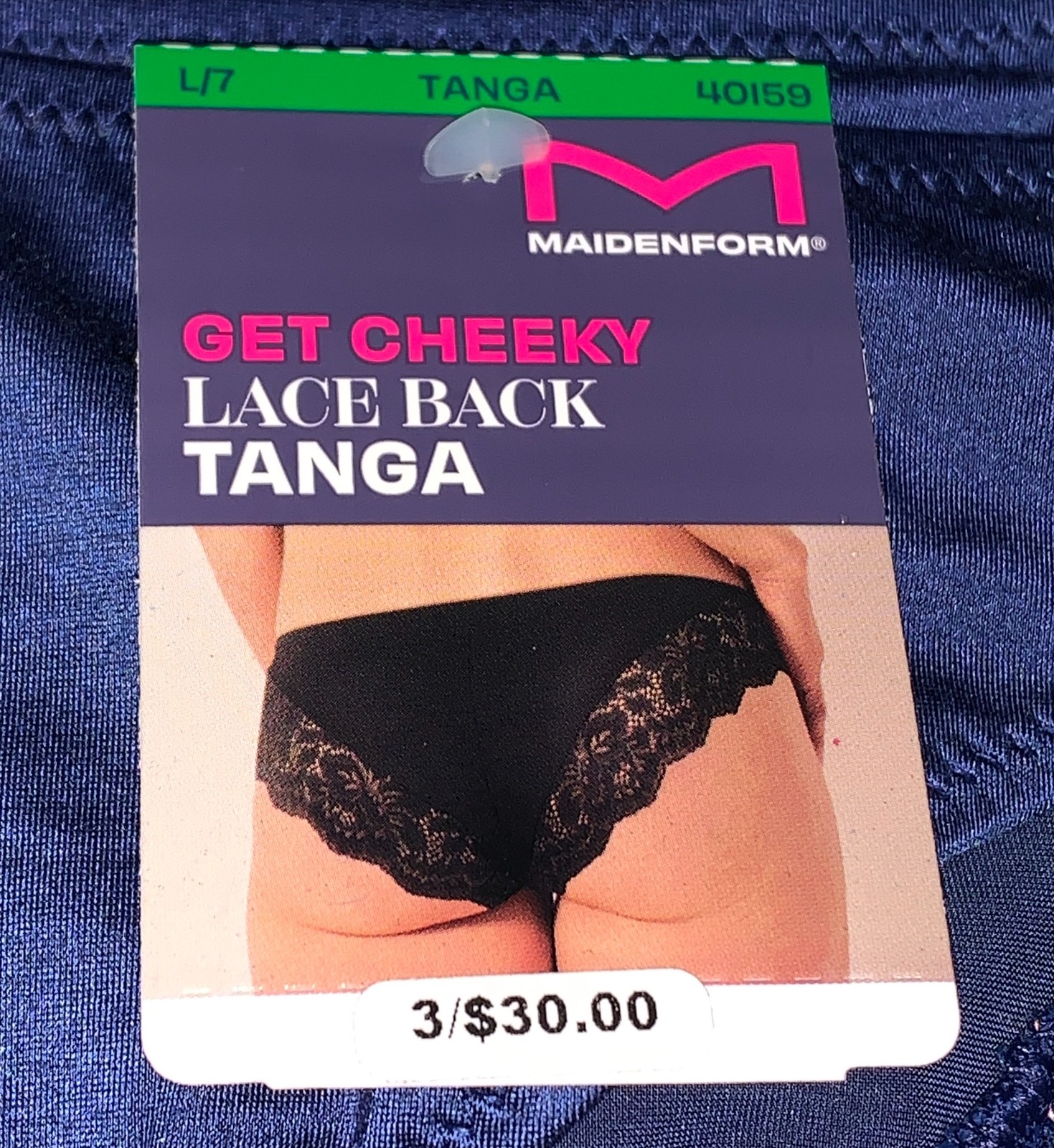 MAIDENFORM 3 pk Comfort Devotion N Blue Rose Gold Lace Back Tanga Panty Womens L
