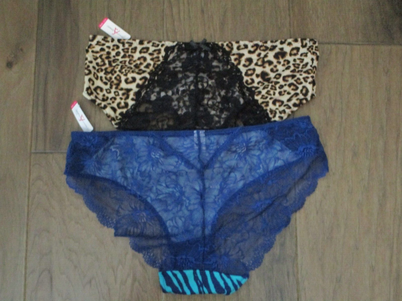 ASHLEY STEWART 2-PACK LACE BACK PANTIES IN BLUE + ANIMAL PRINT SIZE 14/16