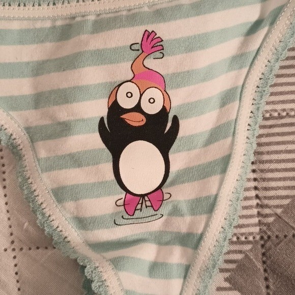 3 PC Panties XS SM Penguin Turtle Snowflake Thong Side Tie Vintage Aeropostale