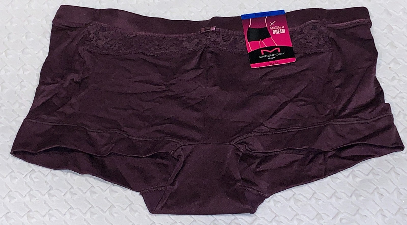 MAIDENFORM Dream Microfiber Quartz Purple Lace Inset Boyshort Panty Womens XL 8