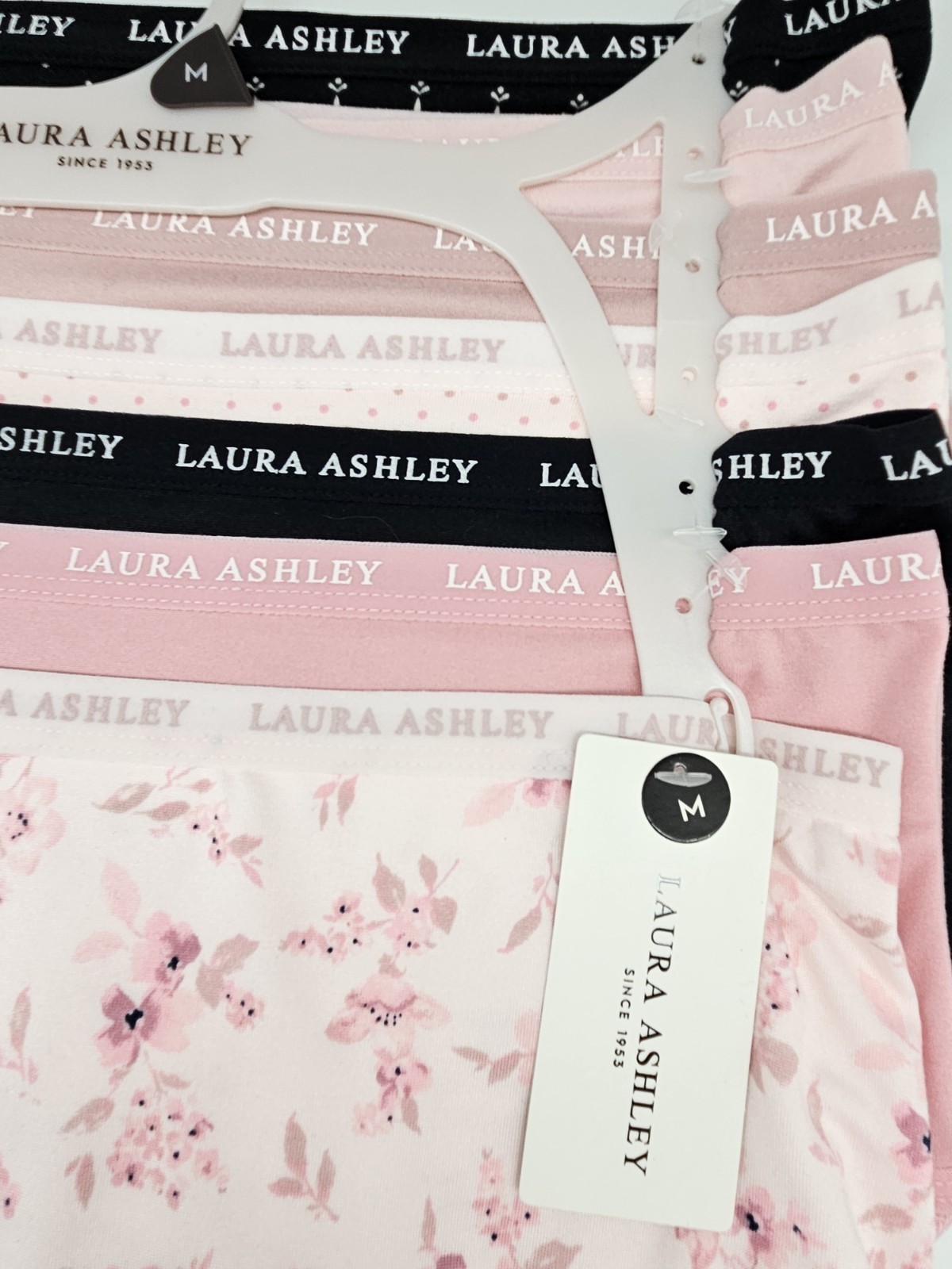 LAURA ASHLEY 7 Pack Women M L Microfiber Brief Panties Black Beige Pink Cream