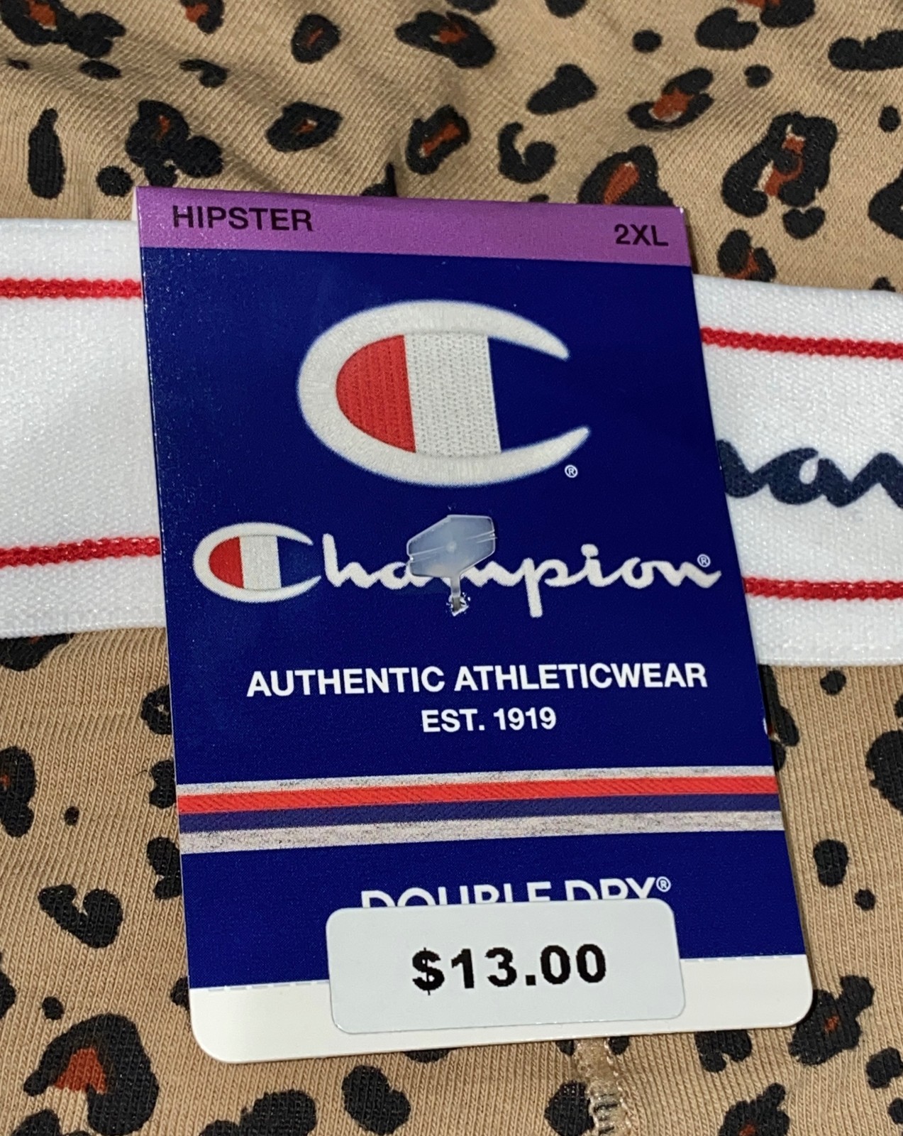 CHAMPION Wide Waistband Leopard Cotton Heritage Hipster Panty Womens Sz S 5 XL 8