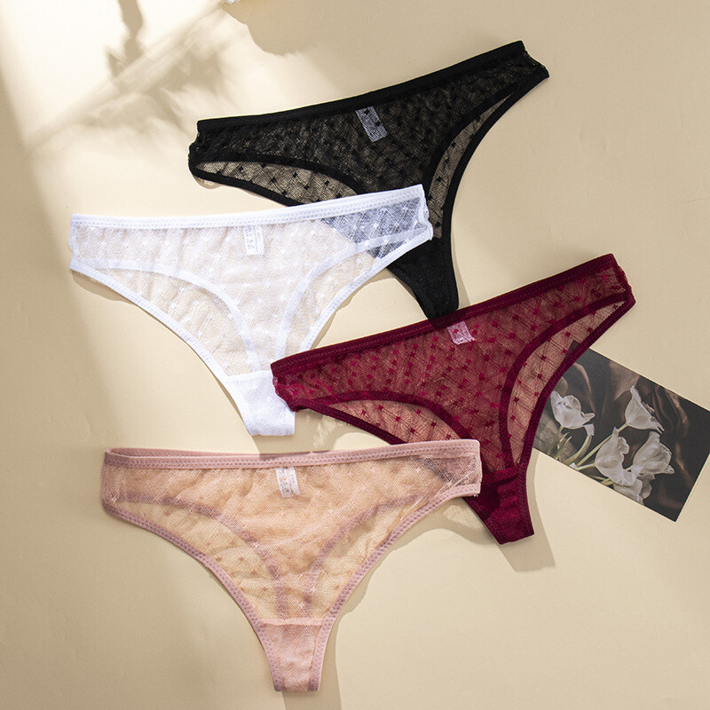 4 Pack Lot Sexy Womens See Through Sheer Panties Thongs Underwear Sissy Lingerie